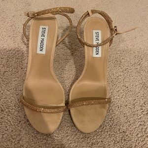 Steve Madden nude rhinestone shoes